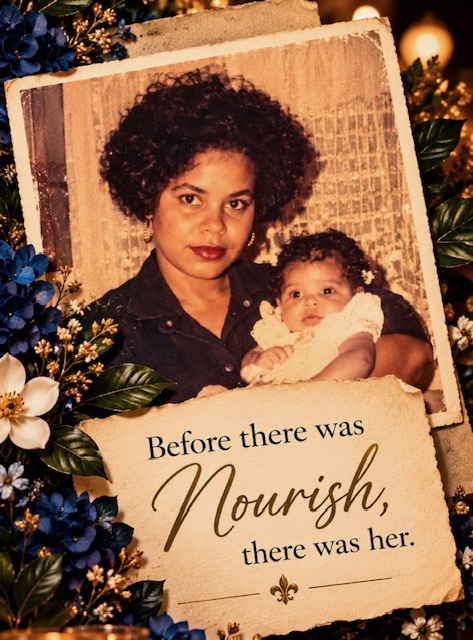 Before there was Nourish, there was her -- Miketa's mother holding her as a newborn.